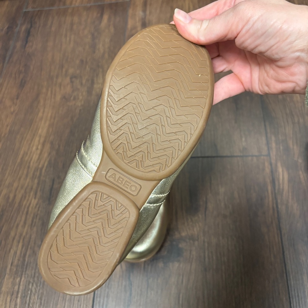 New! ABEO Tilly metatarsal ortho Gold Metallic Leather Comfort Ballet Flats Shoe - Picture 3 of 9